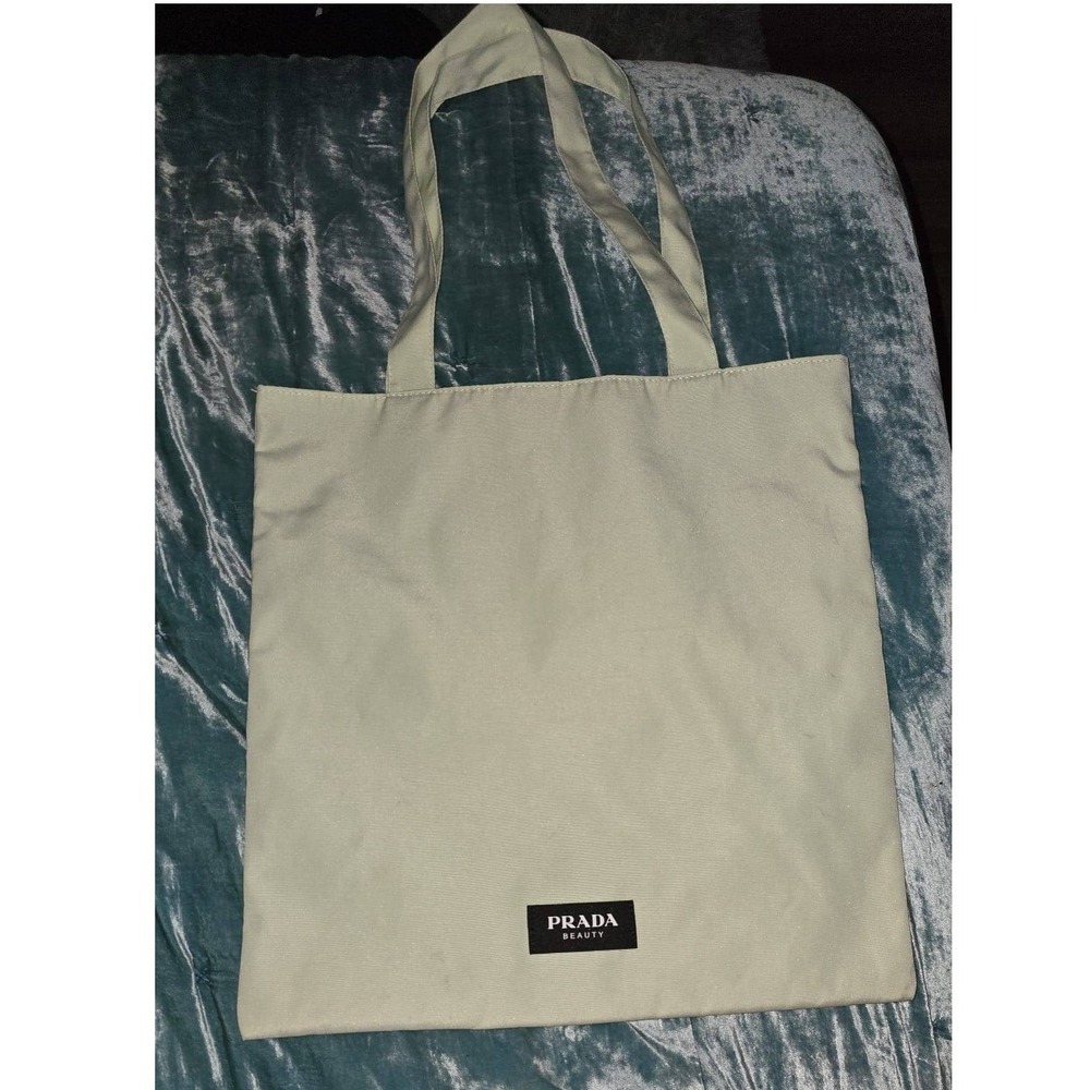Prada Beauty Tote Bag‎ Sage Green Canvas - Black Lining w/Inside Pocket
